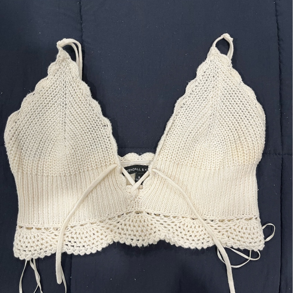Kendall & Kylie Cream Crochet Bralette